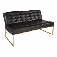 OSP Home Furnishings ATH52CG-B18 Anthony Loveseat in Black Faux Leather with Coated Gold Base